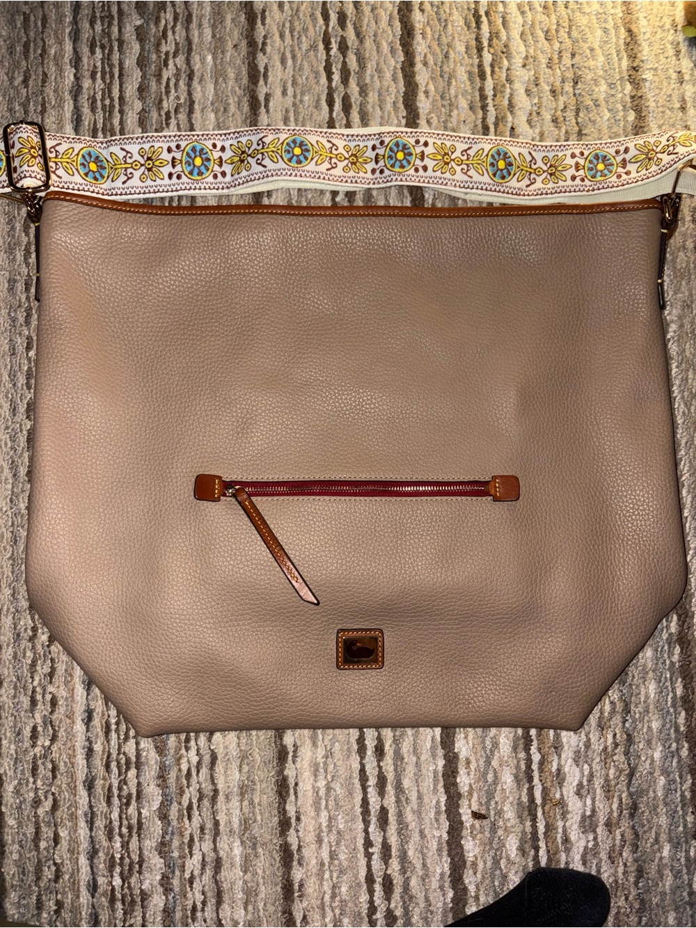 Dooney & Bourke Camden Taupe Leather Shoulder/Crossbody Hobo Bag